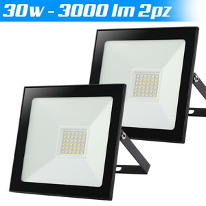 Set 2 Fari Led 30W Luce Alta Luminosita 3000lm Bianco Faro Faretti Esterno Slim