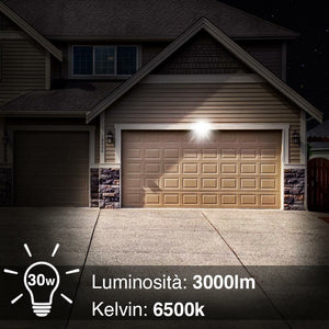 Set 2 Fari Led 30W Luce Alta Luminosita 3000lm Bianco Faro Faretti Esterno Slim