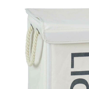 Cesto Biancheria 3 Scomparti Portabiancheria Pieghevole Tessuto con Ruote Panna