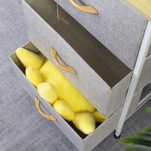 Cassettiera Armadietto con 3 Ripiani Tessuto Grigio Chiaro e Bianco 75x46x30cm