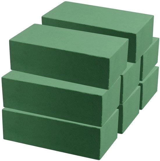 Blocco schiuma per fiori 8 pezzi - Blocco schiuma per fiori secco - Blocchi di schiuma di polistirene verde - Disposizione di fiori artificiali - Schiuma assorbente - Tieni ferme le steli dei fiori - Schiuma per fiori