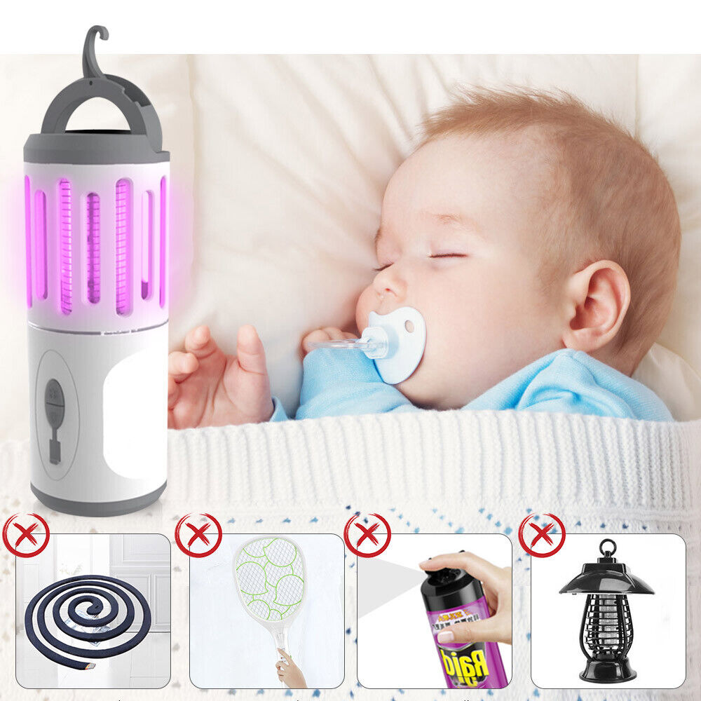 Zanzariera Elettrica Lampada Torcia LED Campeggio Anti Zanzar Batteria Litio USB