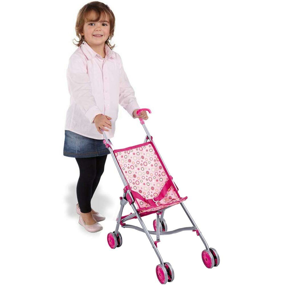 Passeggino Carrozina per Bambole Giocattolo per Bambini Pieghevole 4 Ruote