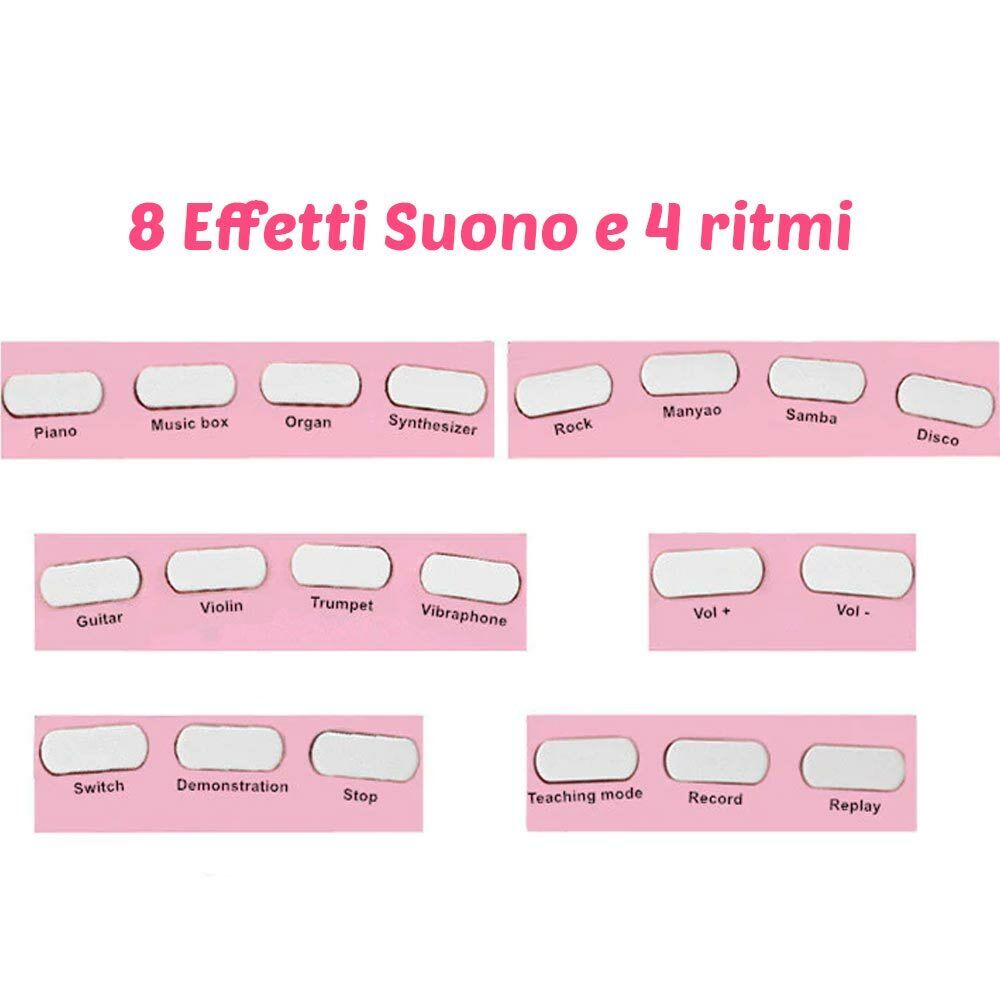 Pianola Tastiera Giocattolo Bambini 24 Tasti Microfono Attacco Mp3 e Supporto