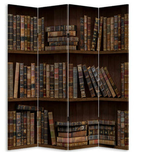 Paravento Separe 4 Pannelli Stampa Fronte Retro Libreria Antic Divisorio 180x160