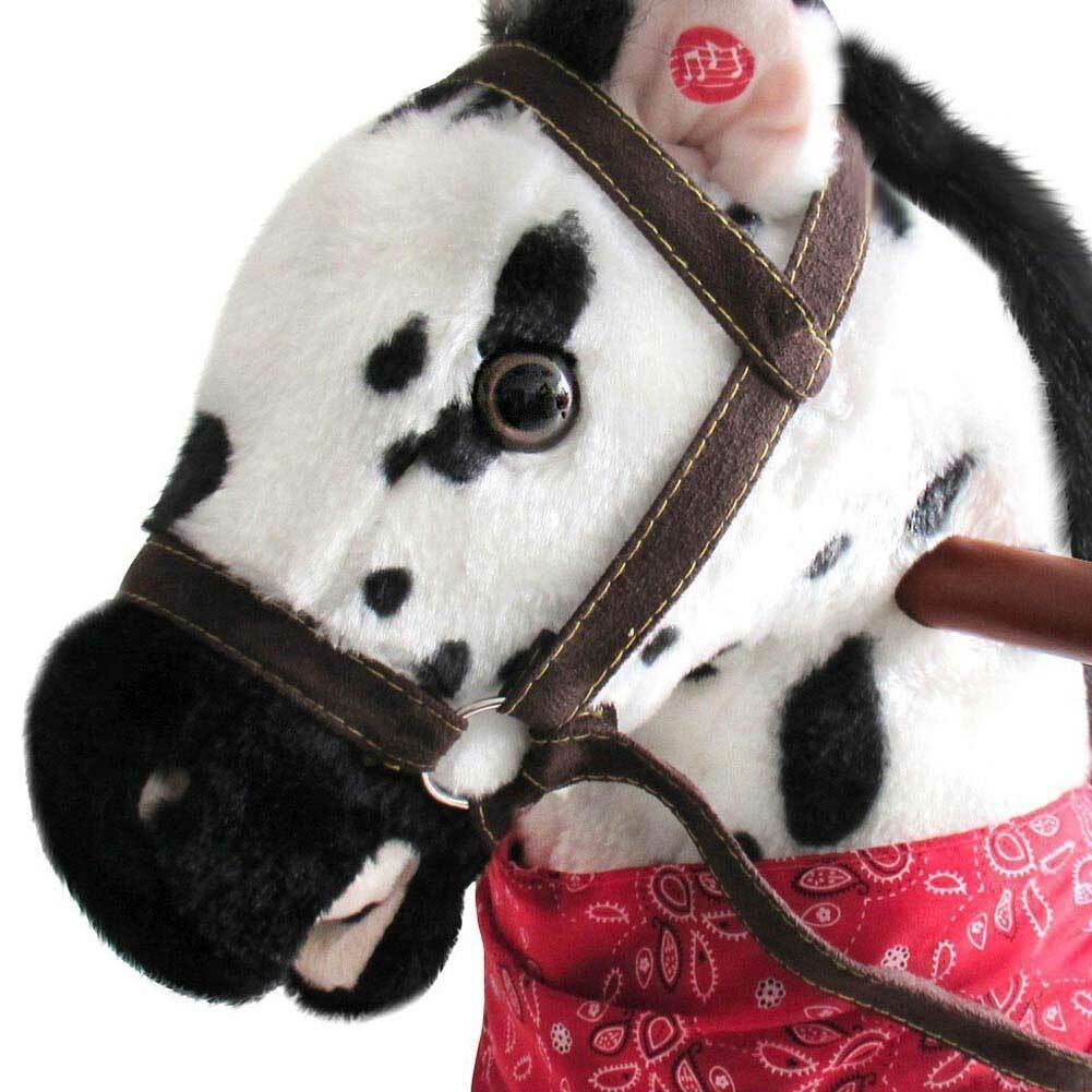 Cavallo a Dondolo Con Effetti Sonori Realistici Legno e Peluche Bambini Infanzia