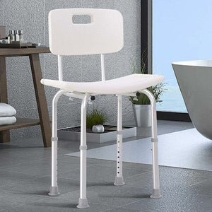 Sedile da doccia con Schienale Altezza Regolabile Sedia Sgabello vasca Anziani