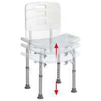 Sedile da doccia con Schienale Altezza Regolabile Sedia Sgabello vasca Anziani
