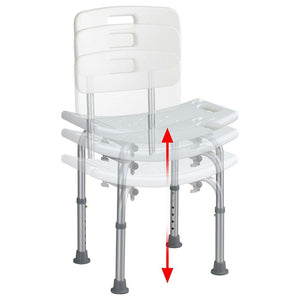 Sedile da doccia con Schienale Altezza Regolabile Sedia Sgabello vasca Anziani