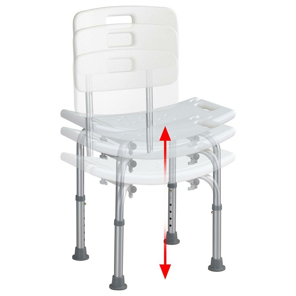 Sedile da doccia con Schienale Altezza Regolabile Sedia Sgabello vasca Anziani