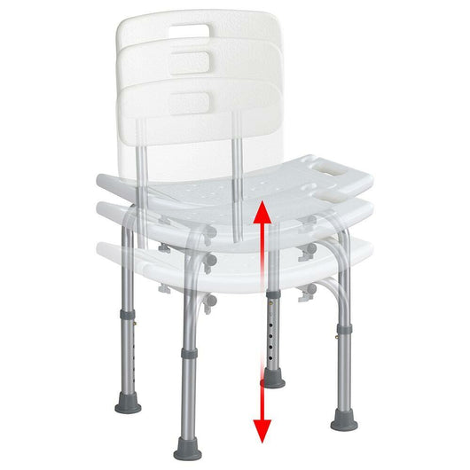 Sedile da doccia con Schienale Altezza Regolabile Sedia Sgabello vasca Anziani