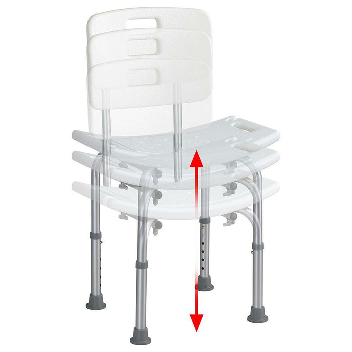 Sedile da doccia con Schienale Altezza Regolabile Sedia Sgabello vasca Anziani