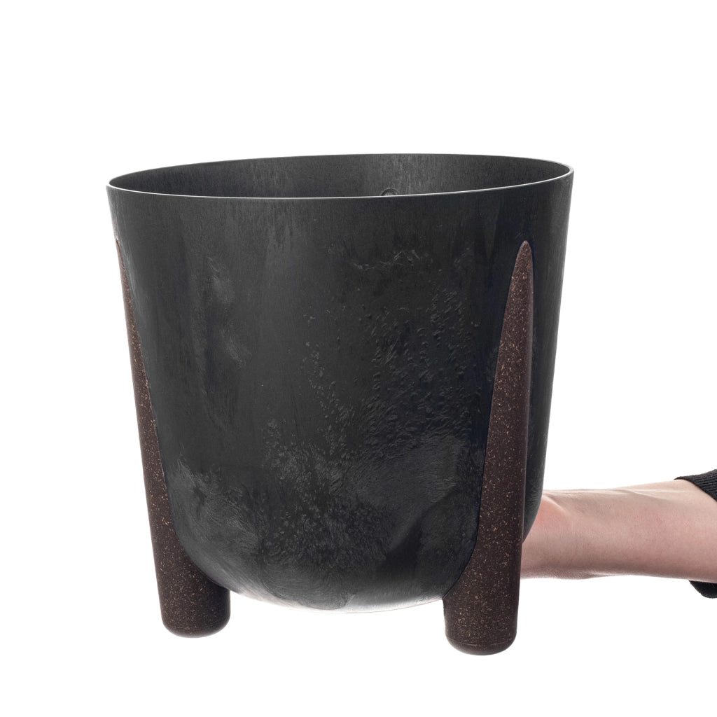Vaso da fiori KADAX, coprivaso, fiori su gambe, con inserto, supporto per fiori, nero, 21 cm