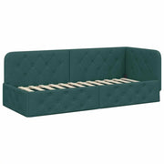 Letto singolo | Letto per adulti | Cornice del letto ad angolo Verde Scuro 80 x 200 cm Tessuto
