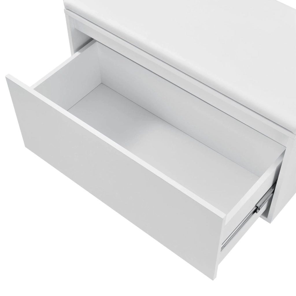 Panca portascarpe di design con cassetto mobile da ingresso con seduta imbottita elegante contenitore per 3 paia di scarpe truciolato PU sintetico 80 x 39 x 45 cm bianco 03_0004679