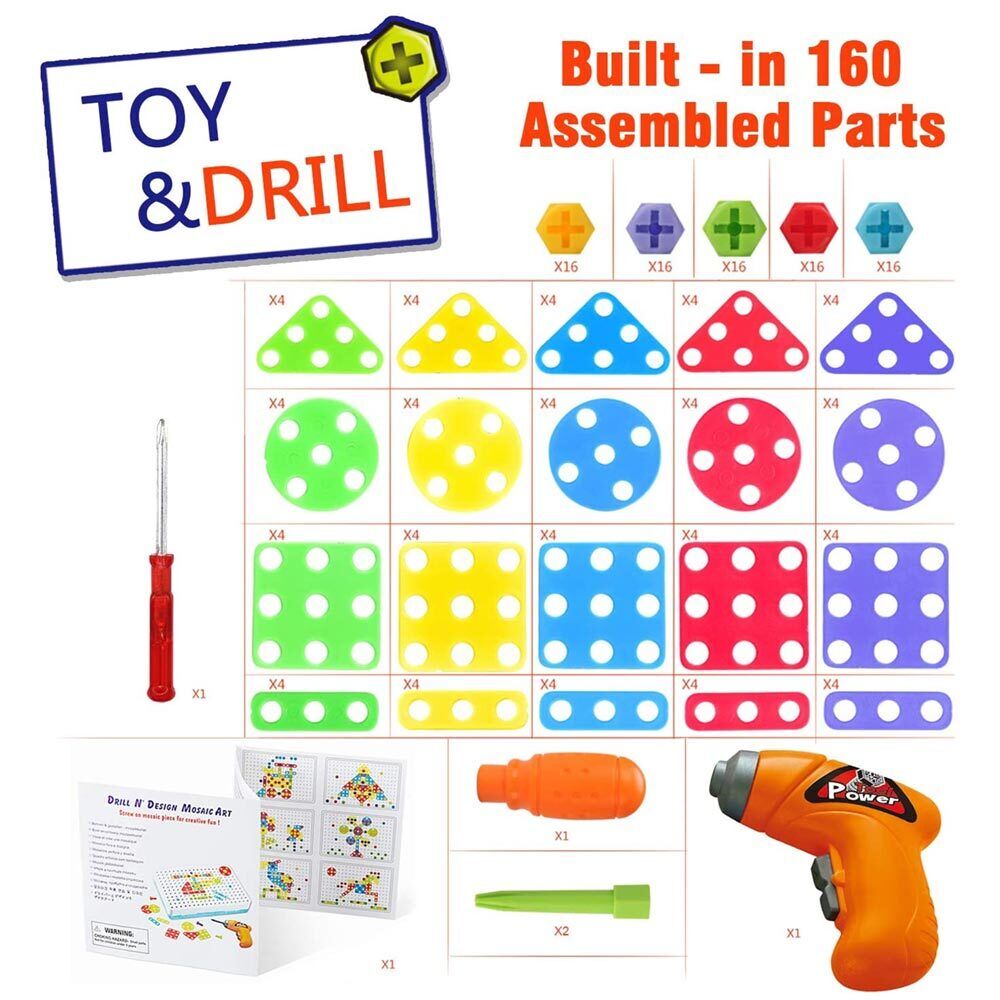Playset Costruzioni Crea e Gioca con Trapano Avvitatore Giocattolo per Bambini