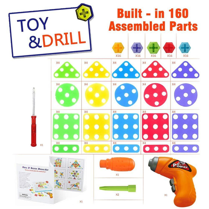Playset Costruzioni Crea e Gioca con Trapano Avvitatore Giocattolo per Bambini