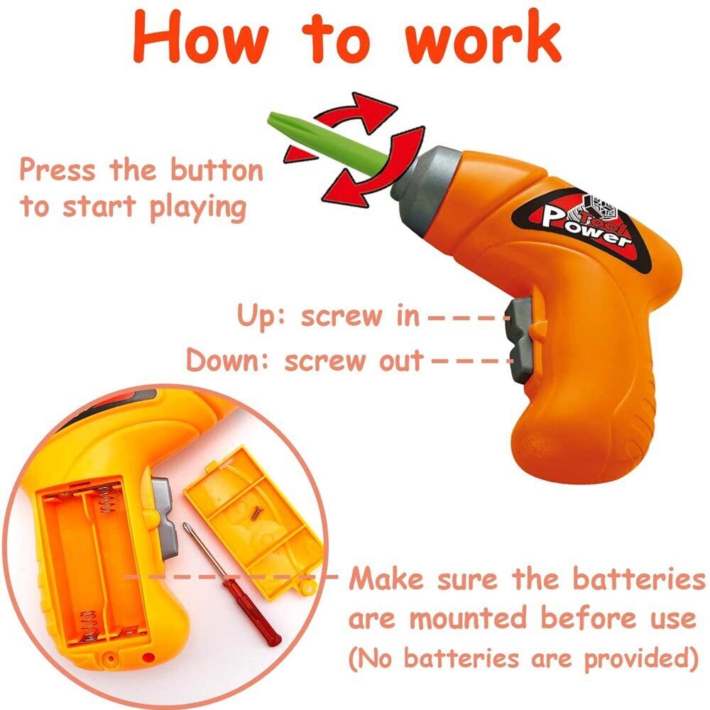 Playset Costruzioni Crea e Gioca con Trapano Avvitatore Giocattolo per Bambini