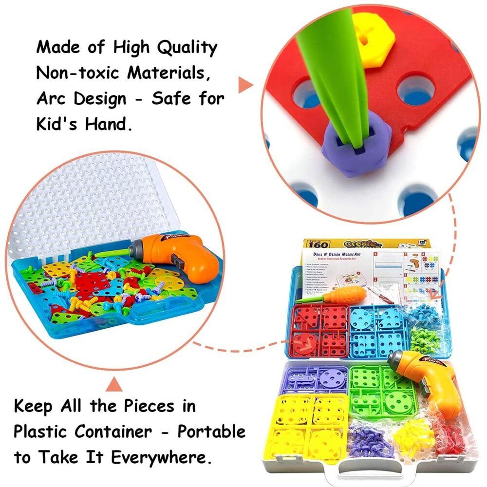 Playset Costruzioni Crea e Gioca con Trapano Avvitatore Giocattolo per Bambini