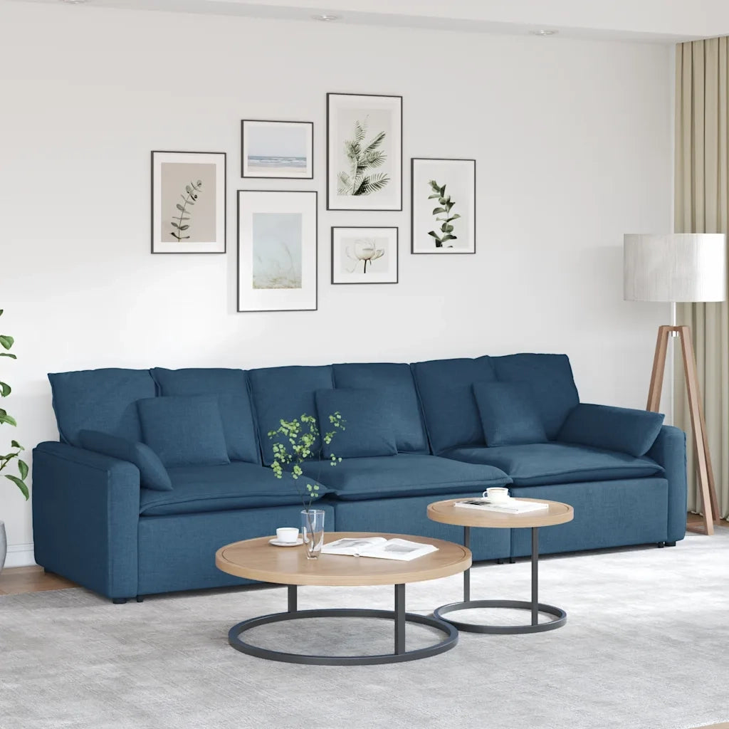 vidaXL Divano Modulare con Cuscini Blu