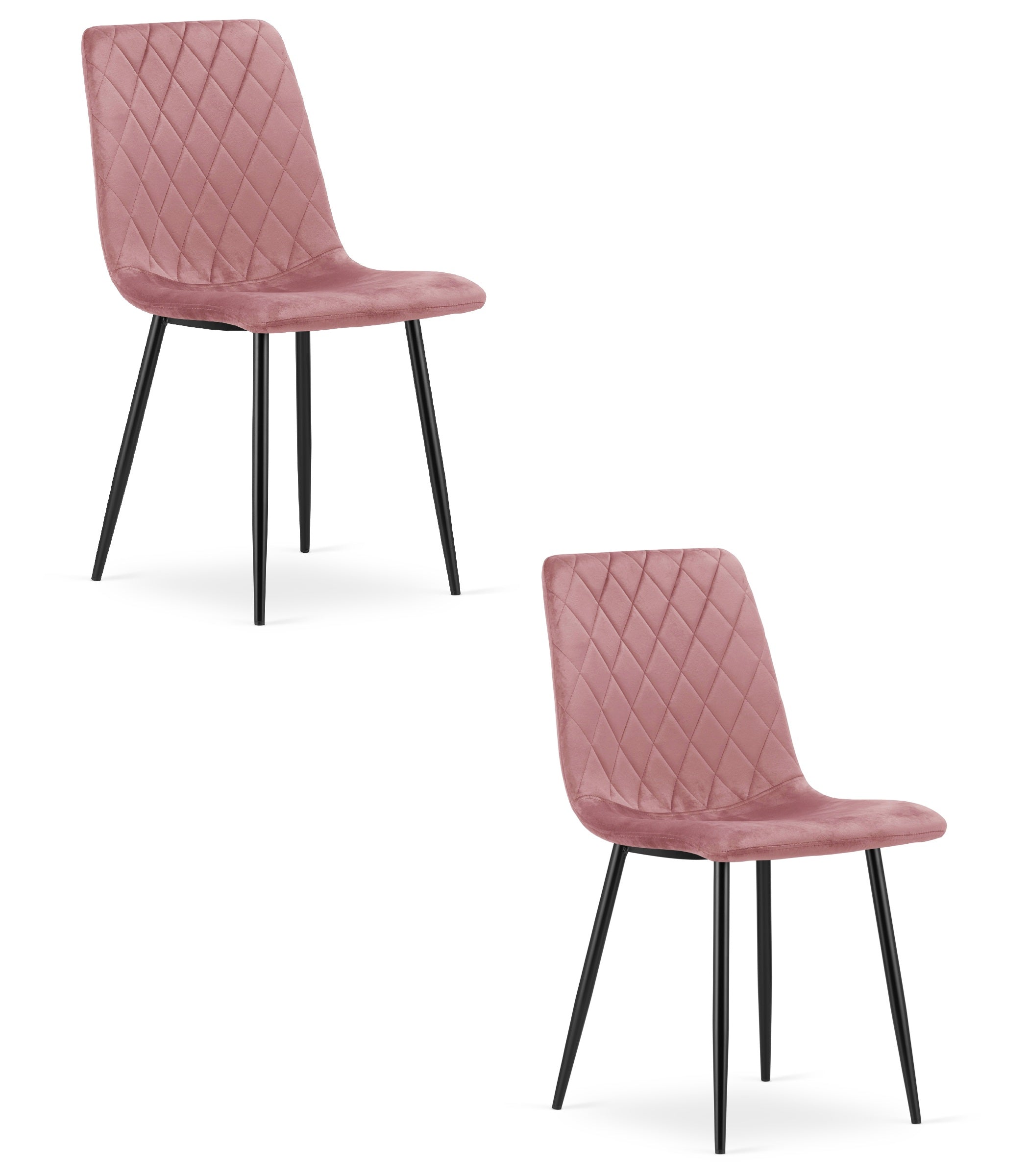 Sedia VALORA TURIN - Velluto rosa con gambe nere x 2