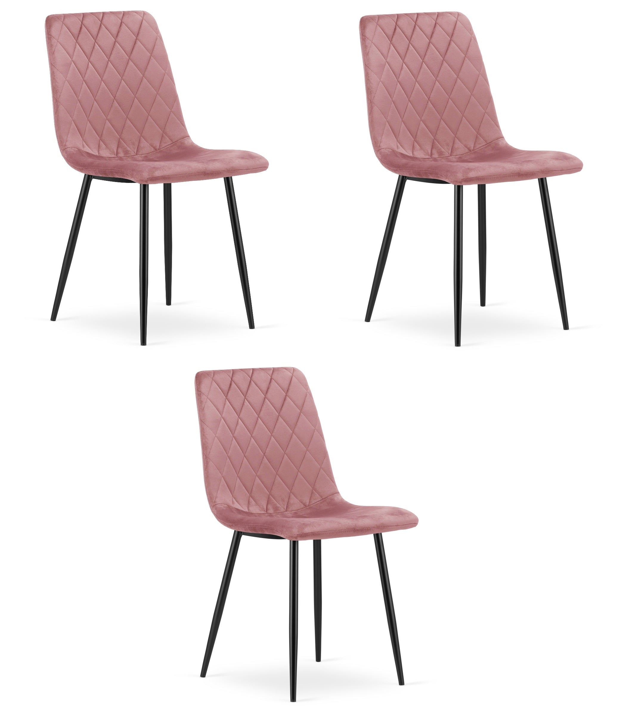 Sedia VALORA TURIN - Velluto rosa con gambe nere x 3