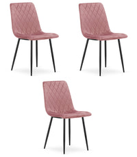 Sedia VALORA TURIN - Velluto rosa con gambe nere x 3
