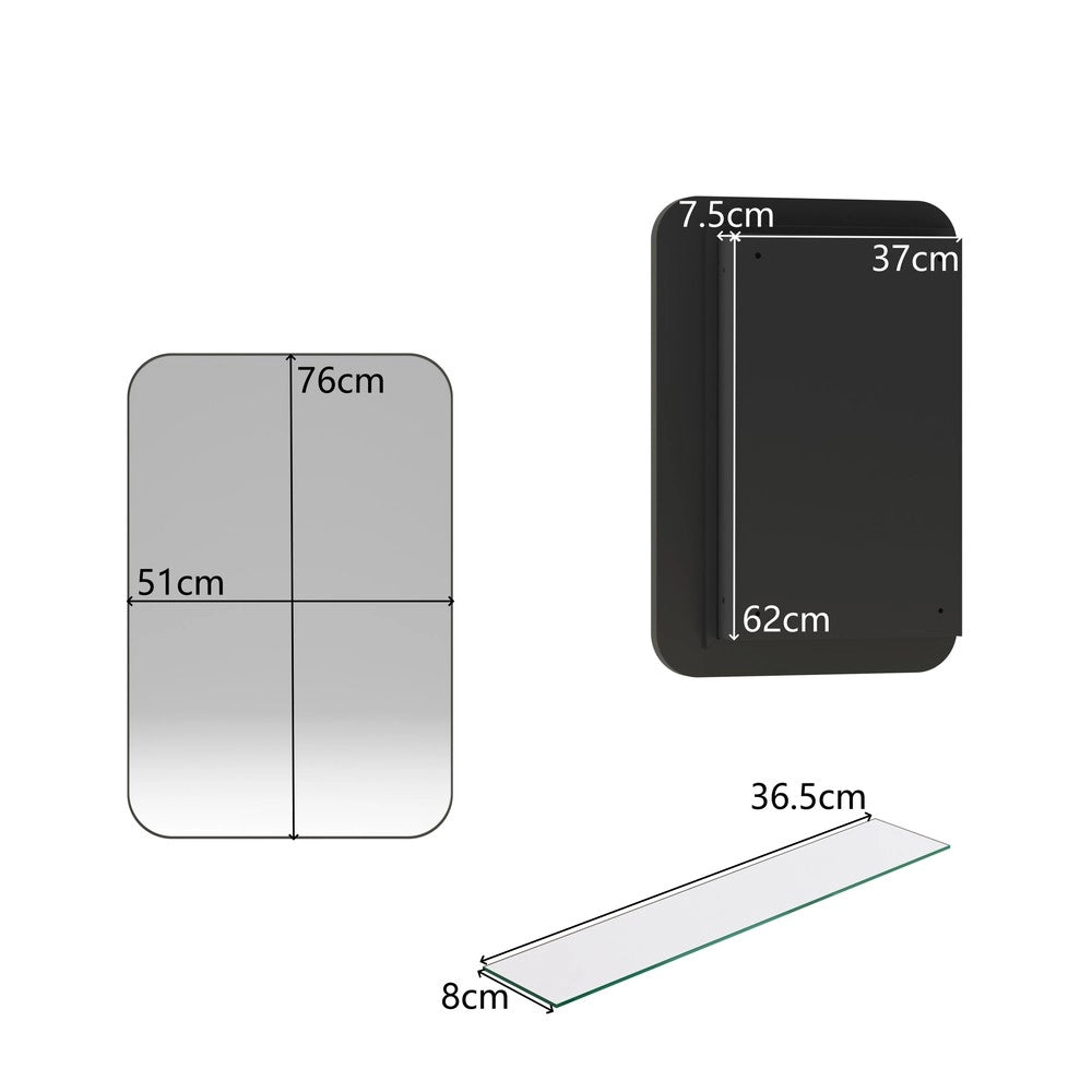 Armadietto a Parete con Specchio ¨C Minimal ¨C Nero, Ripiani Regolabili, per Bagno