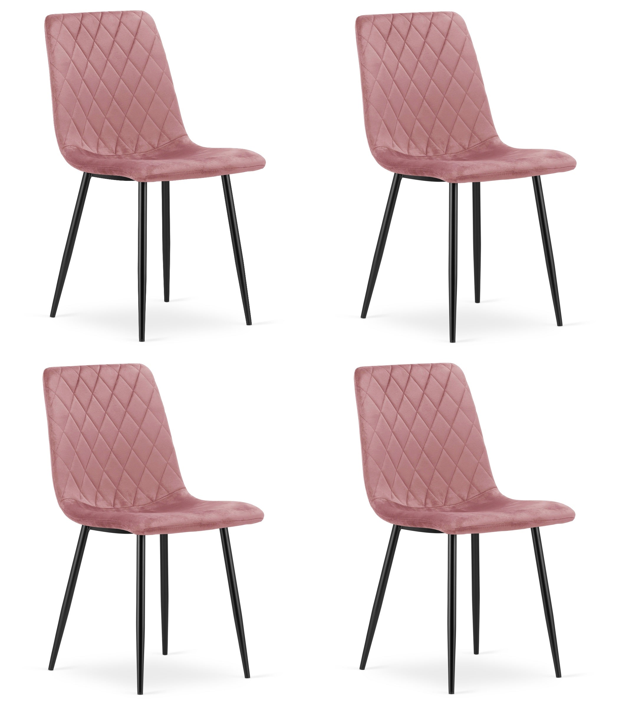 Sedia VALORA TURIN - Velluto rosa con gambe nere x 4