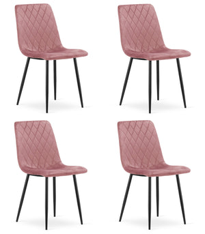 Sedia VALORA TURIN - Velluto rosa con gambe nere x 4