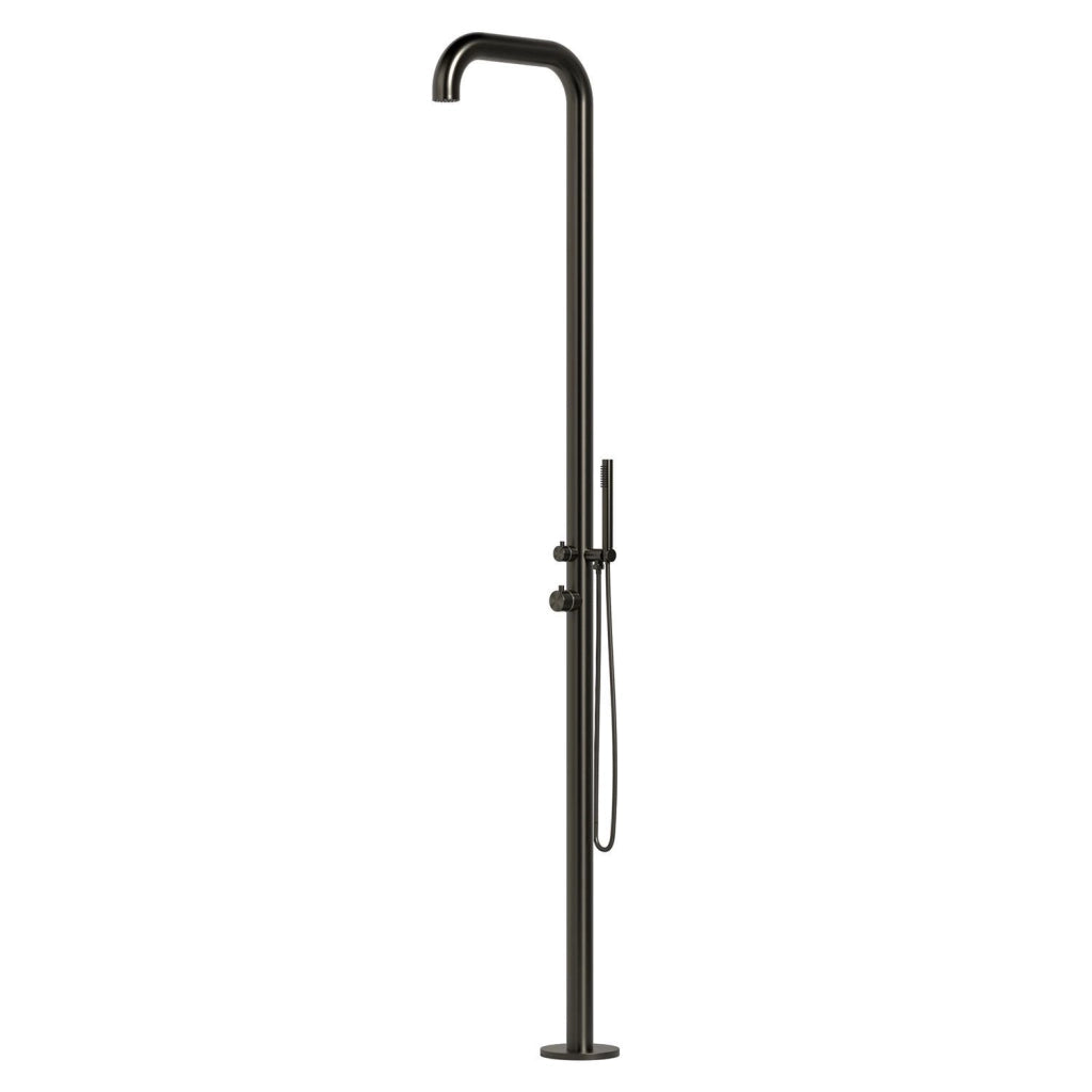SINED Doccia Chia Canna Fucile in Acciaio Inox 316L 230cm con Miscelatore e Doccino Struttura In AISI 316L per Esterni e Interni Acqua Caldafredda Attacchi Integrati Anche per Ambienti Marini
