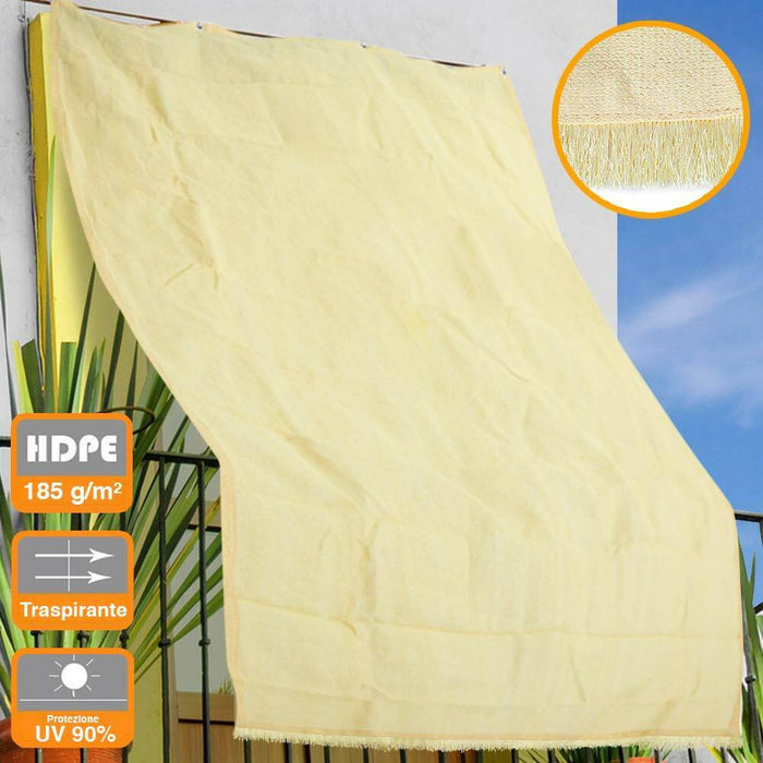 Tenda da Sole Telo Parasole 280x295 in HDPE con Anelli per Balcone Veranda Beige