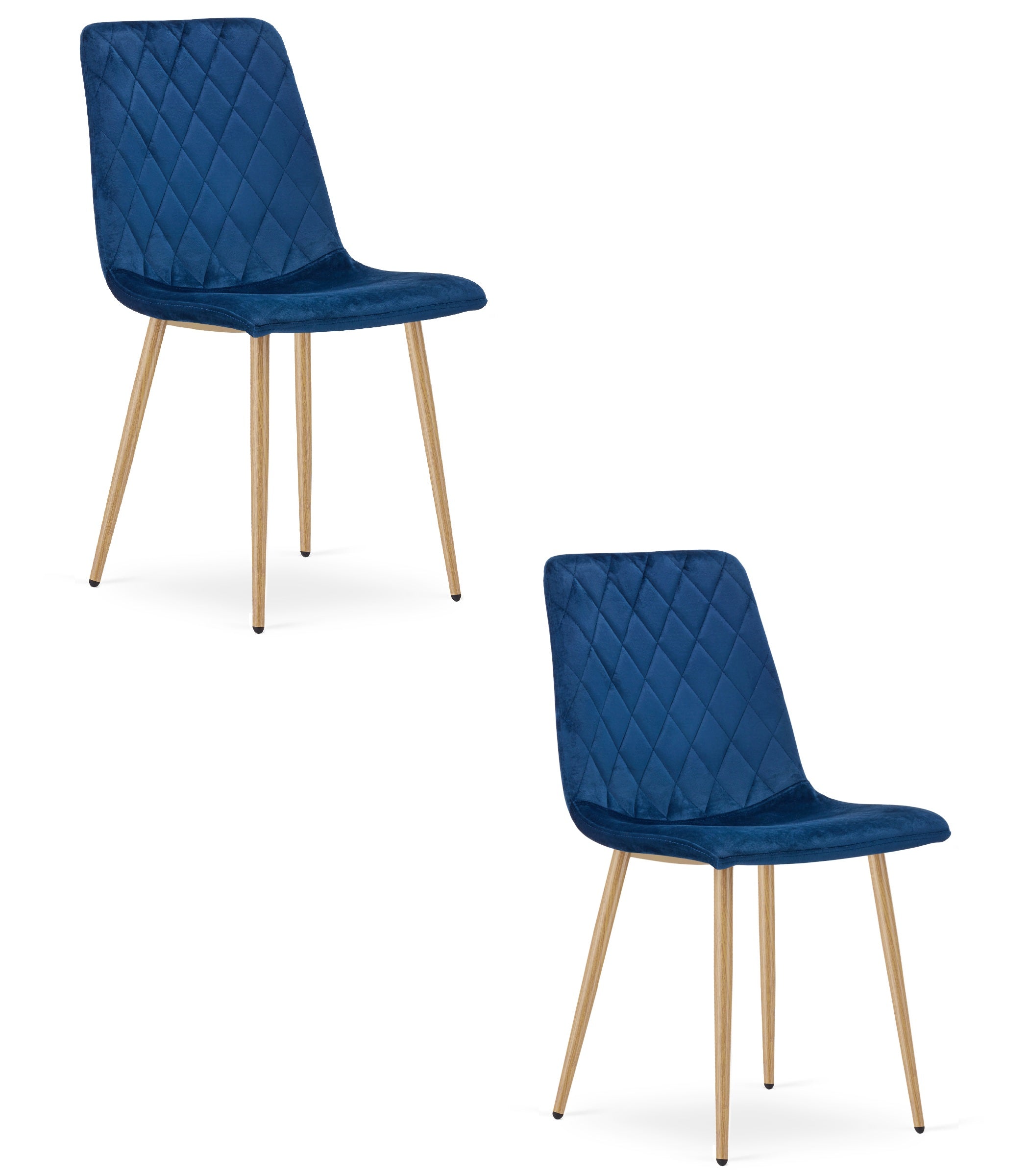 Sedia VALORA TURIN - Velluto blu navy con gambe color legno x 2