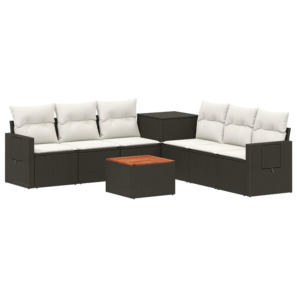 Set di divani 8 pz Nero e Bianco Crema 3448375