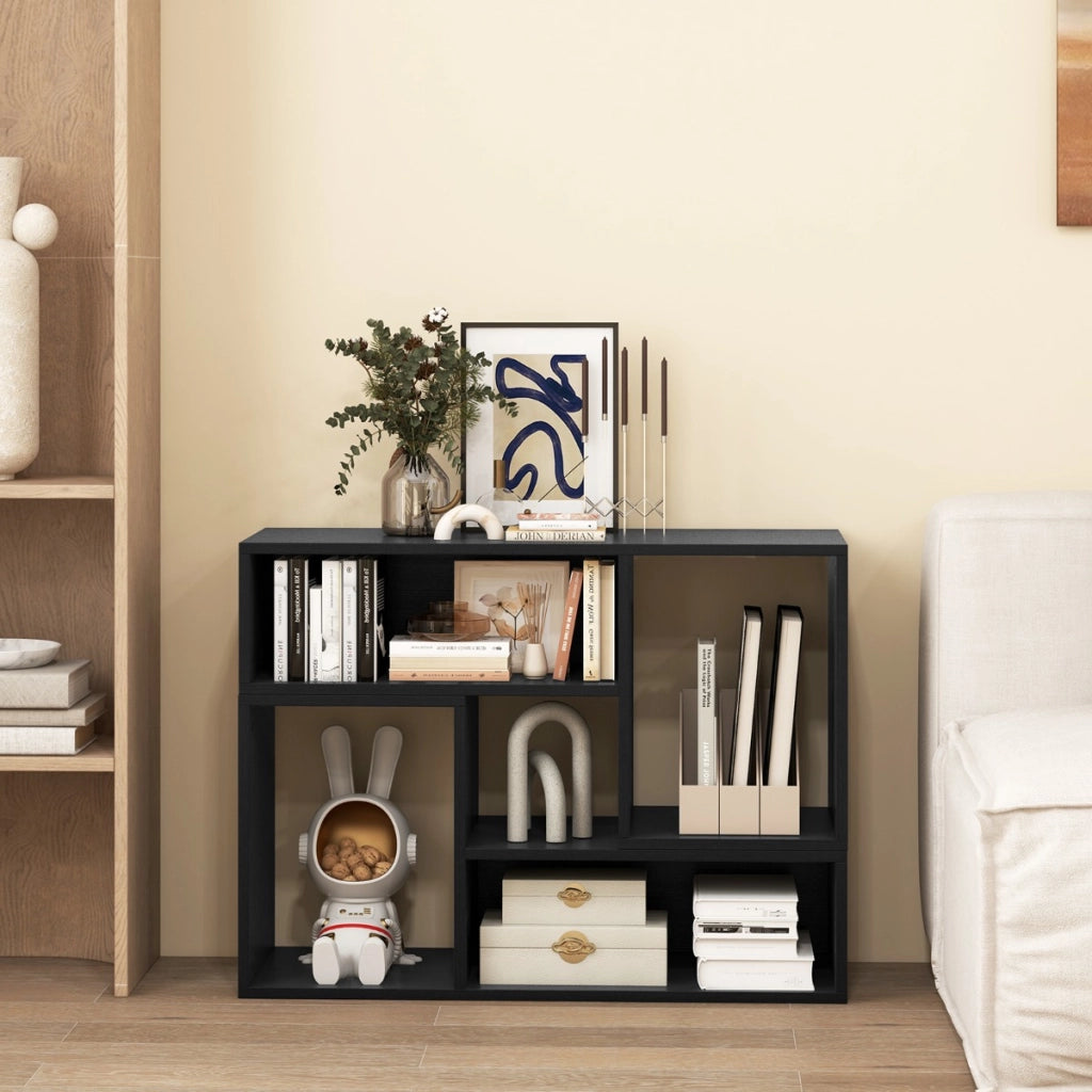 Mobile TV console a 2 pezzi con combinazione libera-Centro di intrattenimento minimalista per TV da 50-60pollici Nero