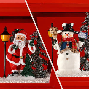 Lampione Natale con Luce LED Scena Natalizia Neve Motorizzata Musica 188cm Nero