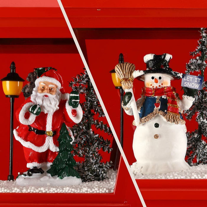 Lampione Natale con Luce LED Scena Natalizia Neve Motorizzata Musica 188cm Nero