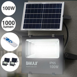 Set 2 Fari LED 100W Pannello Solare Luce Esterno Dimmerabile 1000lm + Telecomand
