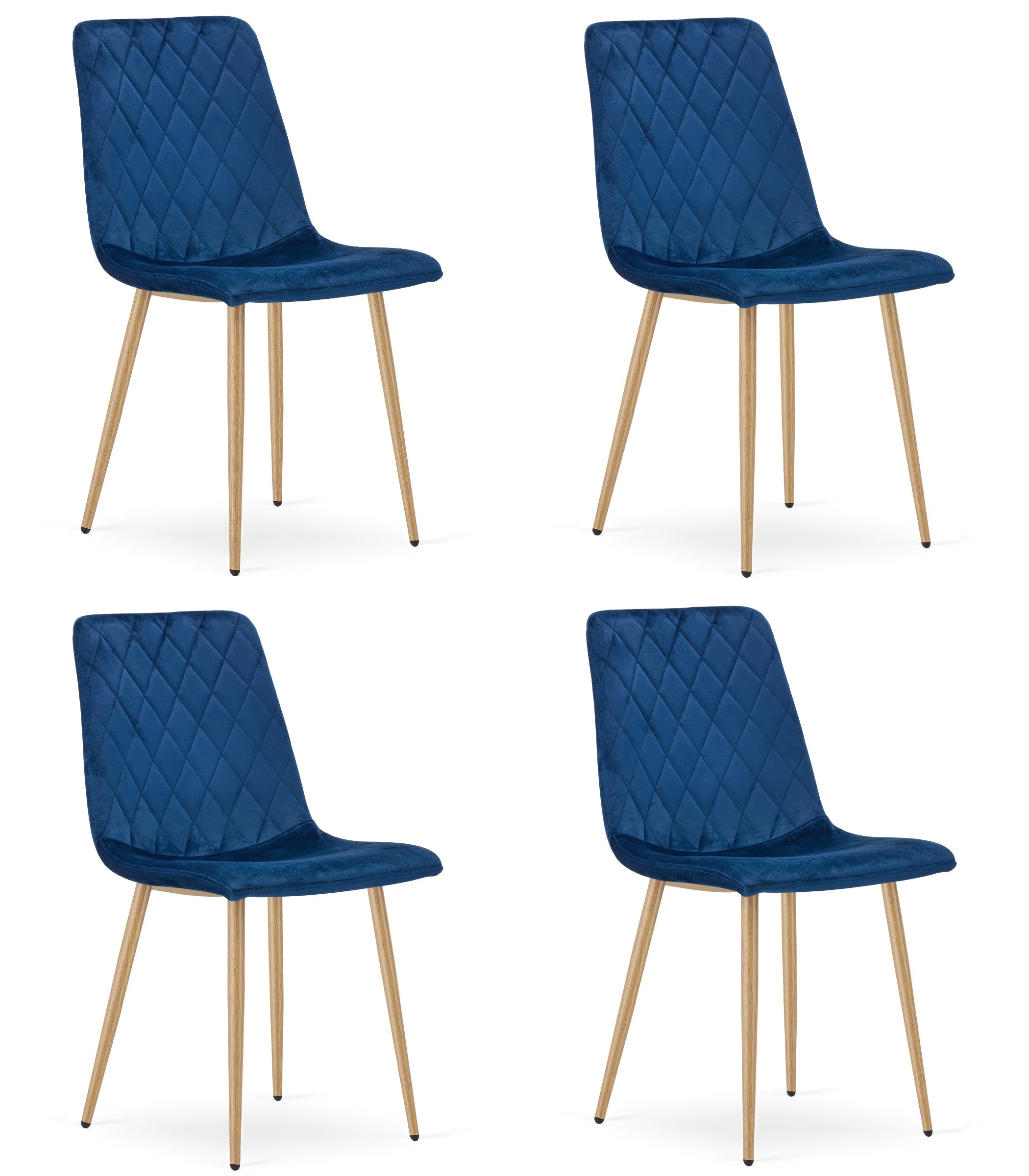 Sedia VALORA TURIN - Velluto blu navy con gambe in legno x 4