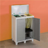 Mobile Pattumiera Raccolta Differenziata 3 Spazi 1 Ripiano 2 Ante Colore Grigio