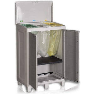 Mobile Pattumiera Raccolta Differenziata 3 Spazi 1 Ripiano 2 Ante Colore Grigio