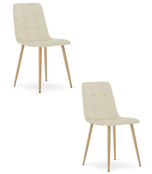 Sedia VALORA PYRA - Moderna in velluto beige chiaro x2