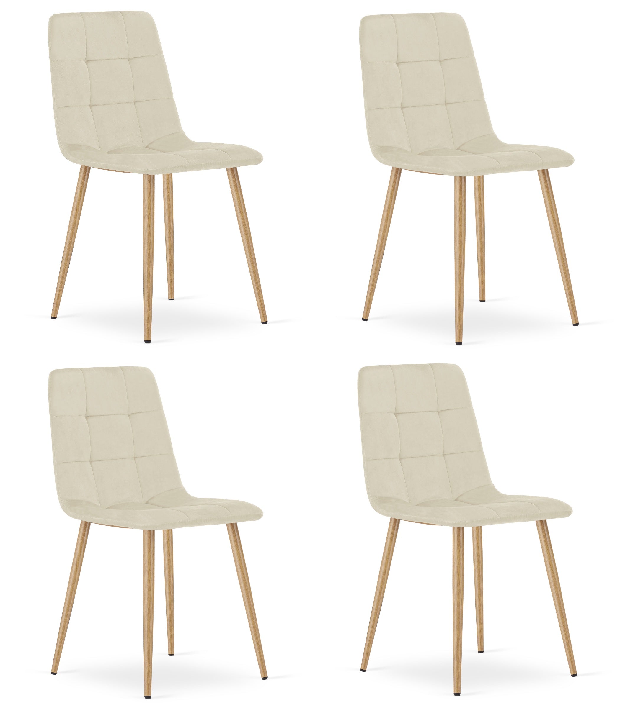Sedia VALORA PYRA - Moderna in velluto beige chiaro con gambe color legno x 4