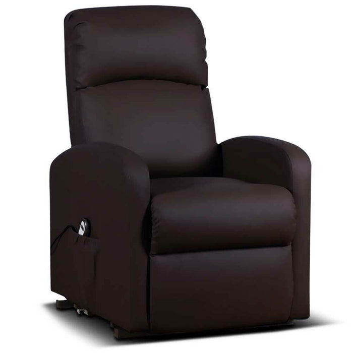 Poltrona Alzapersona Elettrica Motorizzata Reclinabile Ecopelle Moro Per Anziani