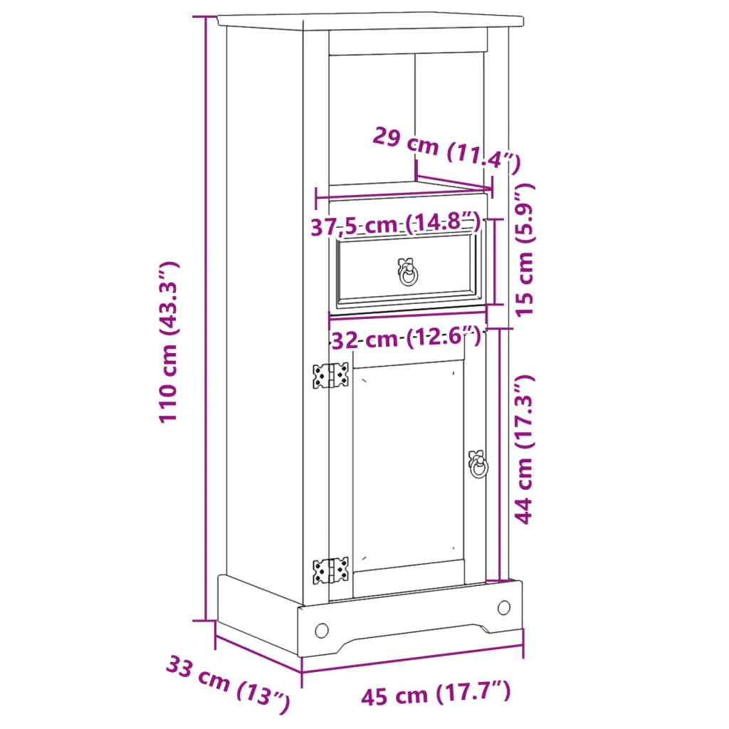 Mobiletto da bagno Corona contenitore efficiente 45 x 33 x 110 cm legno di pino massello finitura miele 02_0057602