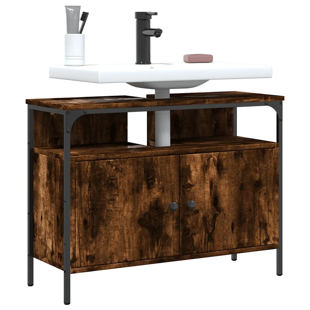 Mobile Lavabo Bagno Rovere Fumo 80x30x60 cm Legno Multistrato 842443