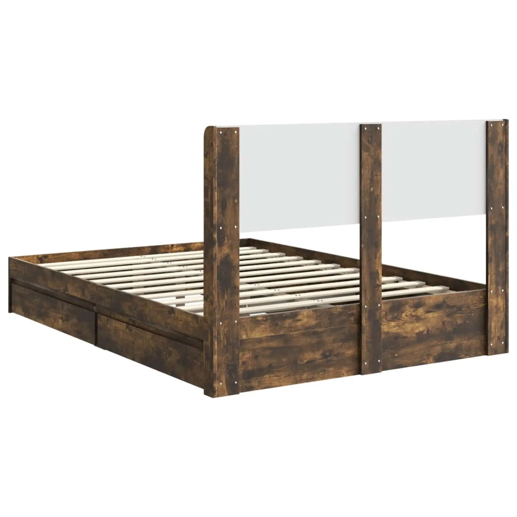 Struttura del letto con stoccaggio e testata Rovere Fumo 3414393