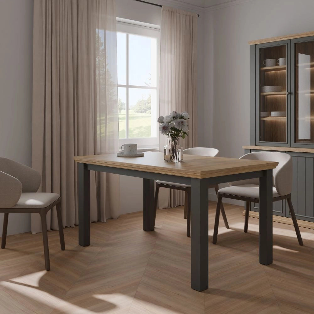 Tavolo Allungabile Essenza Rovere e Grigio Scuro 150/200 cm – Stile Classico Moderno