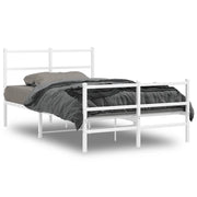 Letto matrimoniale | Letto per adulti | Giroletto con Testiera e Pediera Metallo Bianco 120x190 cm