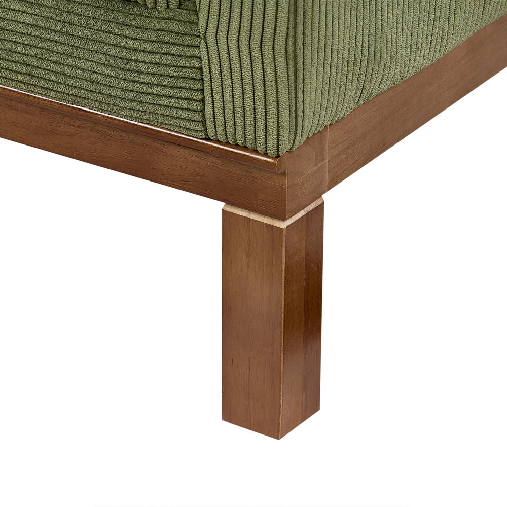 Divano moderno in tessuto di corda verde 4 posti con gambe in legno stile moderno